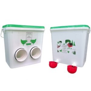 Mangiatoia Sospesa per Polli / Galline 7kg (2 porte) + Abbeveratoio 10l con 2 Tazze a gravità